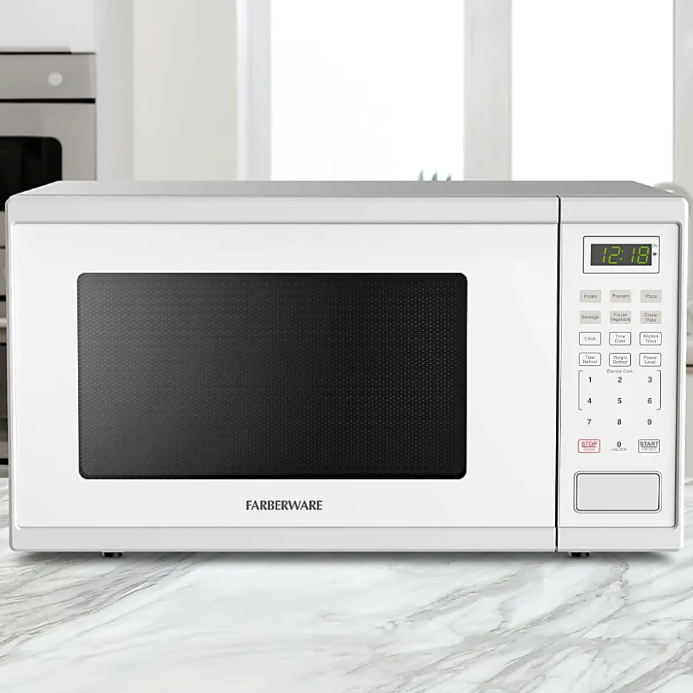 Farberware 1000W Microwave Oven, 1.1 Cu. Ft., White, Total Qty 1