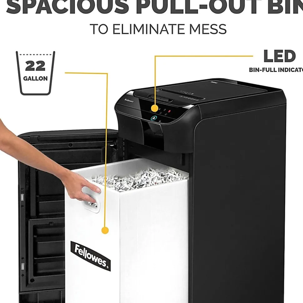Fellowes® AutoMax™ 600M Auto Feed Micro-Cut 600 Sheet Shredder, Black