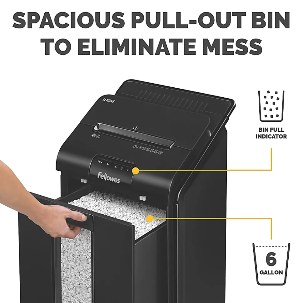 Fellowes® AutoMax™ 100M Auto Feed 100 Sheet Micro-Cut Shredder, Black