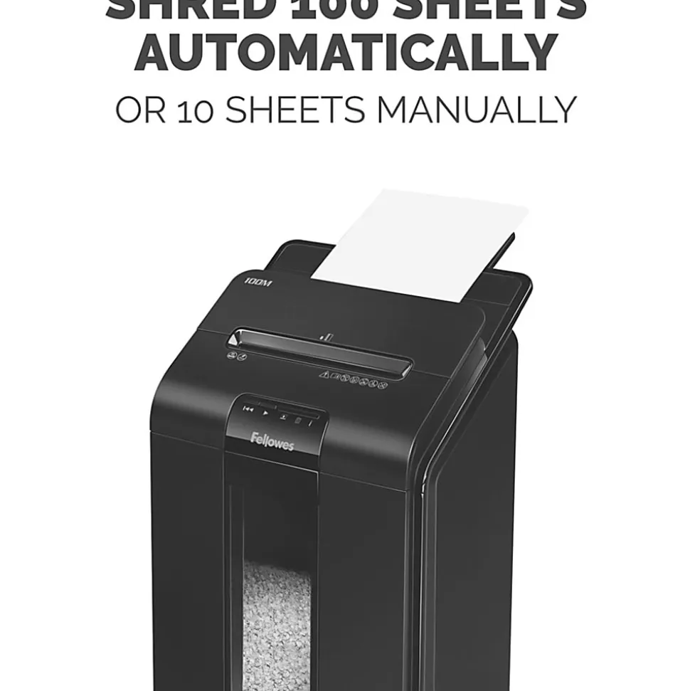 Fellowes® AutoMax™ 100M Auto Feed 100 Sheet Micro-Cut Shredder, Black