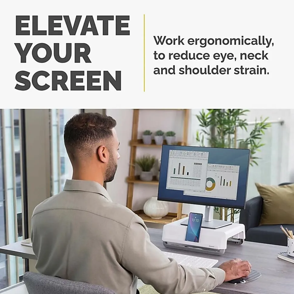 Fellowes Breyta Monitor Stand - White - White - For Monitor