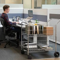 Fellowes® Chrome Mail Cart, 150 Lb. Capacity