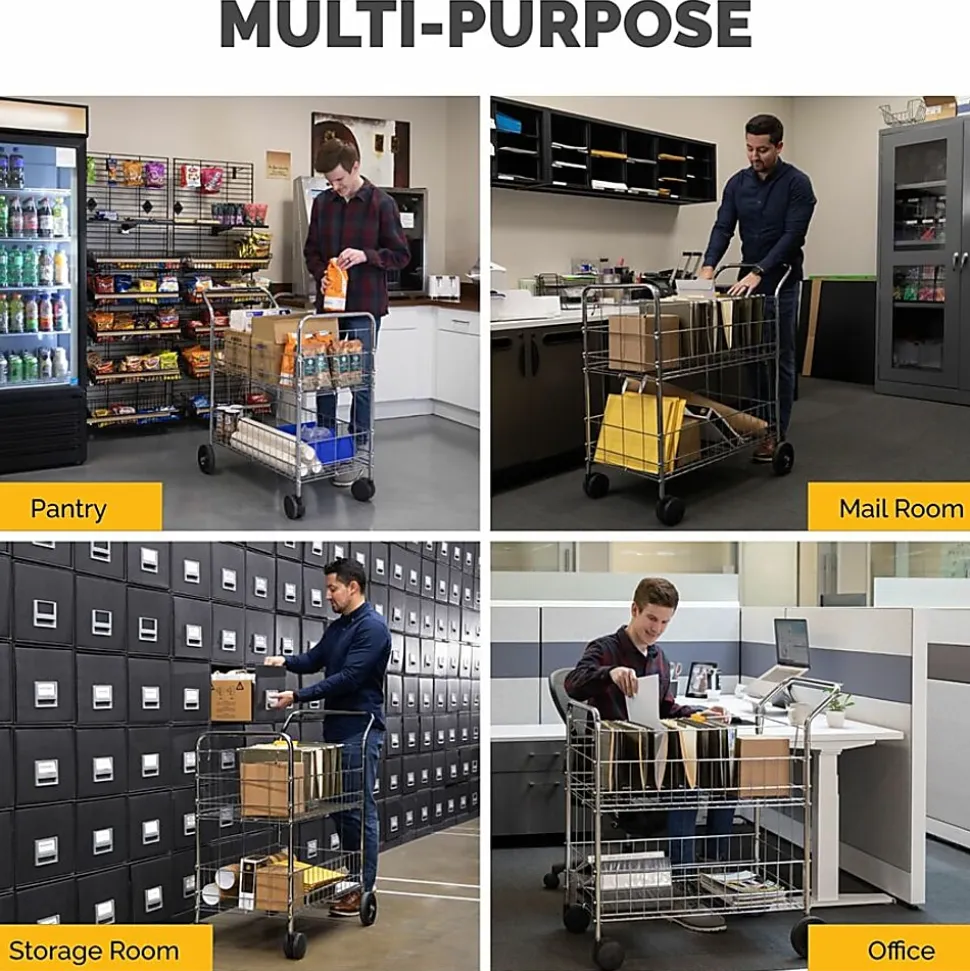Fellowes® Chrome Mail Cart, 150 Lb. Capacity