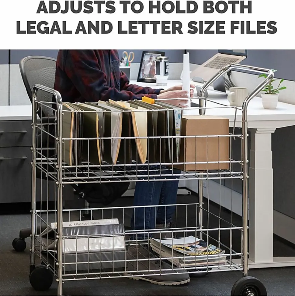 Fellowes® Chrome Mail Cart, 150 Lb. Capacity