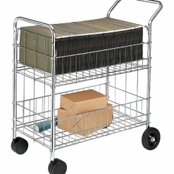 Fellowes® Chrome Mail Cart, 150 Lb. Capacity