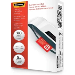 Fellowes® Clear Laminating Pouches, 2 1/4" x 3 3/4", Pack Of 100
