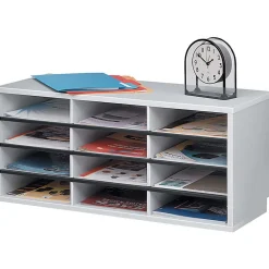 FellowesĀ® 12-Compartment Desktop Organizer, 12 15/16" x 11 7/8", Dove Gray