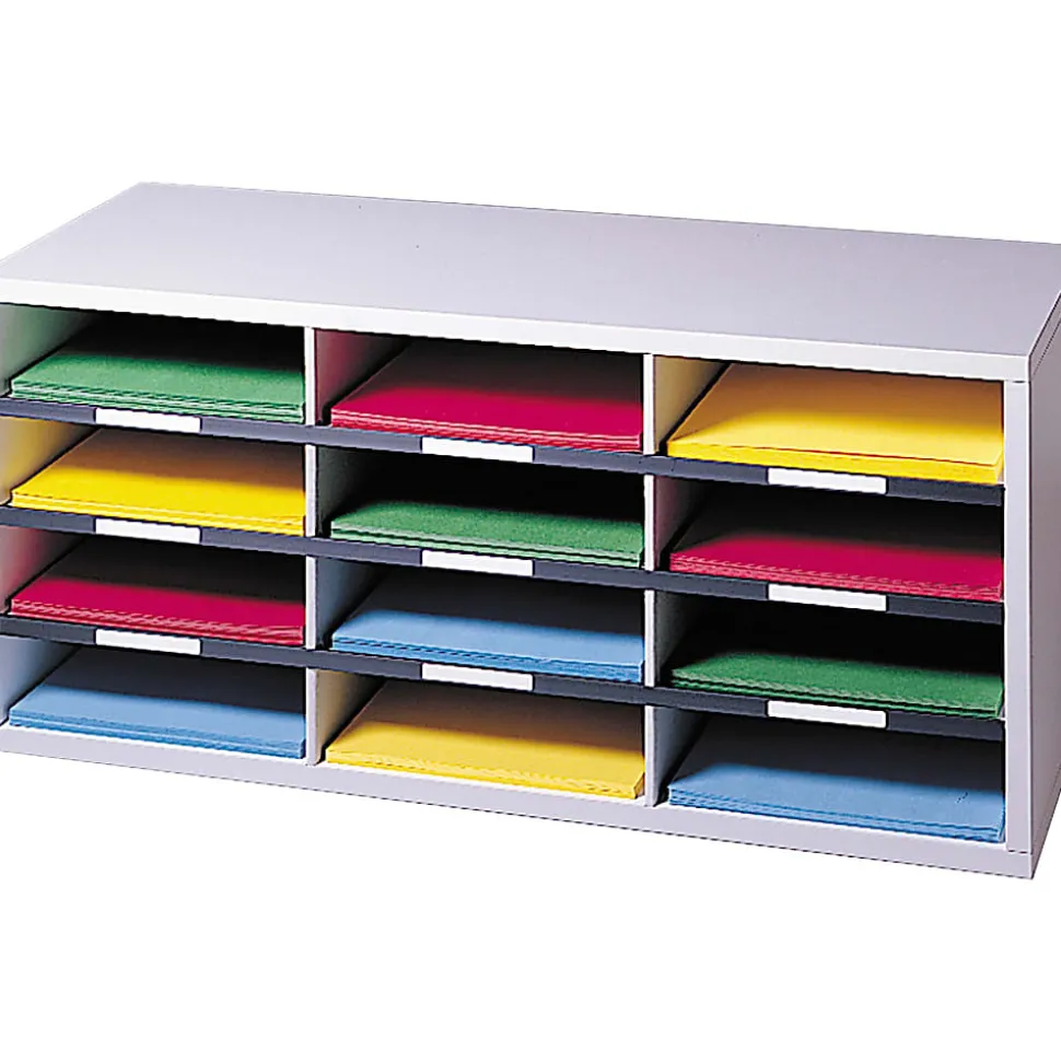 Fellowes® 12-Compartment Desktop Organizer, 12 15/16" x 11 7/8", Dove Gray