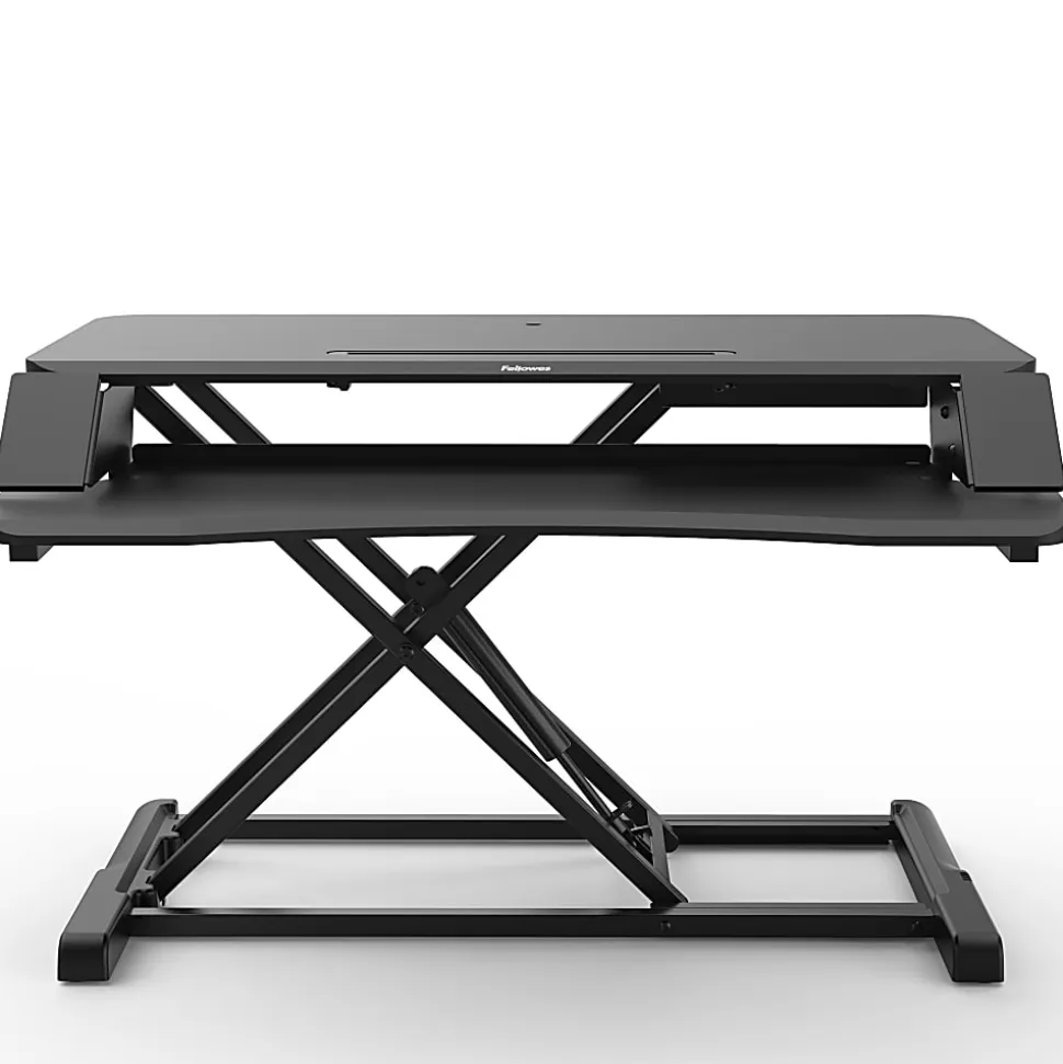 Fellowes® Corsivo Sit-Stand Workstation Desk Riser, 19-1/2"H x 31-1/2"W x 24-1/4"D, Black