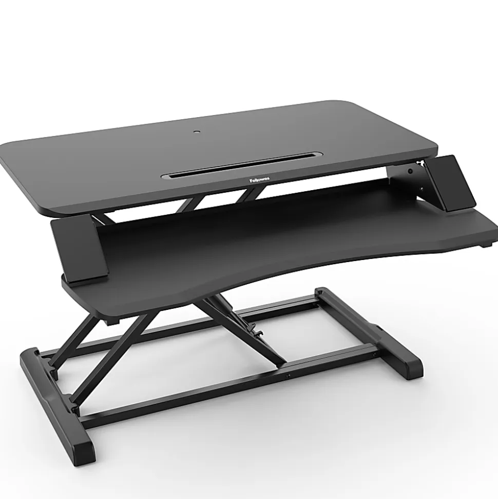 Fellowes® Corsivo Sit-Stand Workstation Desk Riser, 19-1/2"H x 31-1/2"W x 24-1/4"D, Black