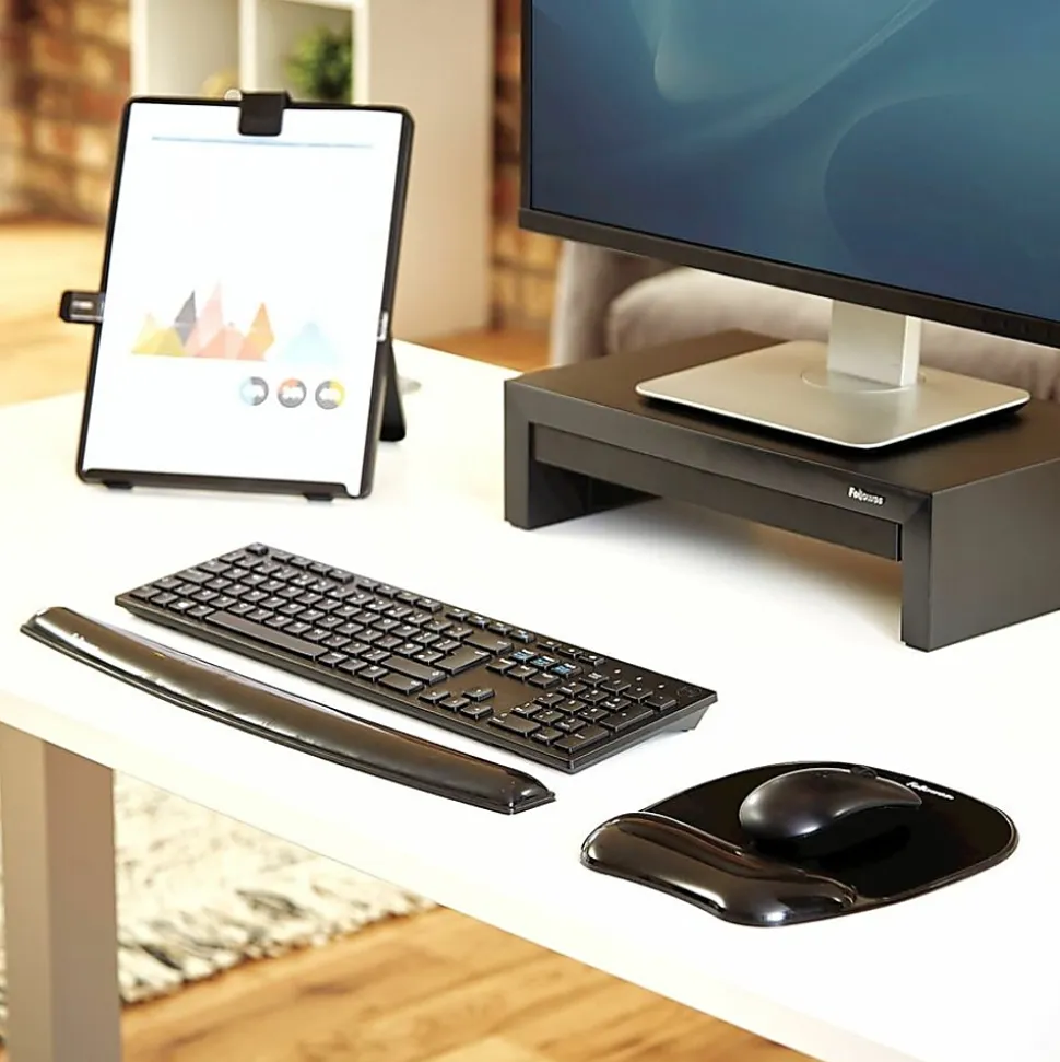 Fellowes® Crystal™ Gel Keyboard Wrist Rest - Black (9112201) - 0.63" x 2.31" x 18.56" Dimension - Black - Gel - Stain Resistant - 1 Pack