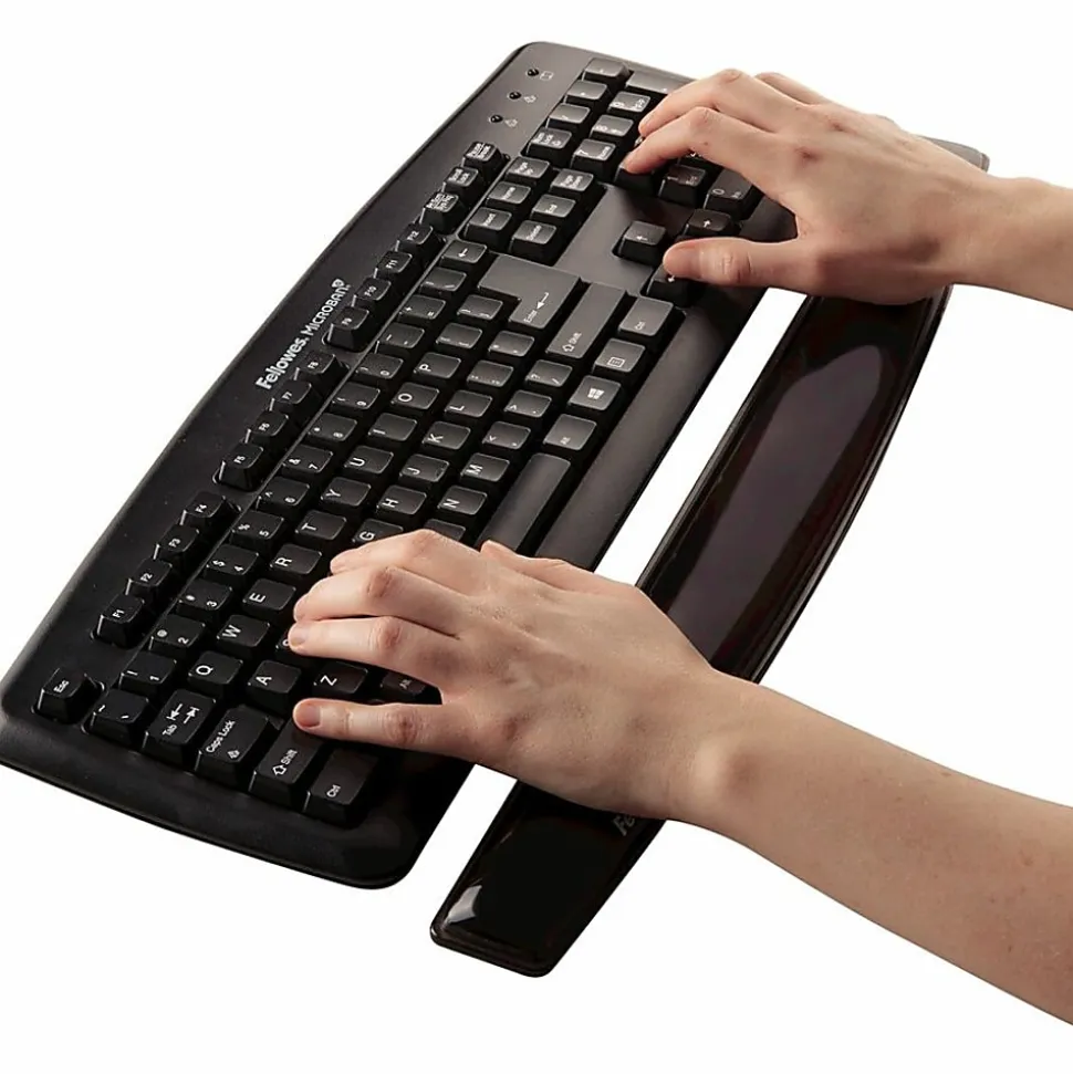 Fellowes® Crystal™ Gel Keyboard Wrist Rest - Black (9112201) - 0.63" x 2.31" x 18.56" Dimension - Black - Gel - Stain Resistant - 1 Pack