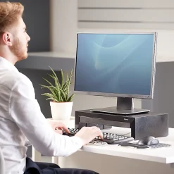 Fellowes® Designer Suites™ Height-Adjustable Monitor Riser With Storage Tray, 4.38