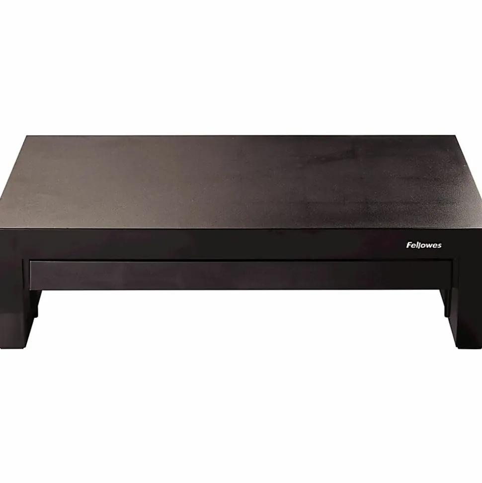 Fellowes® Designer Suites™ Height-Adjustable Monitor Riser With Storage Tray, 4.38"H x 16"W x 9.38"D, Black