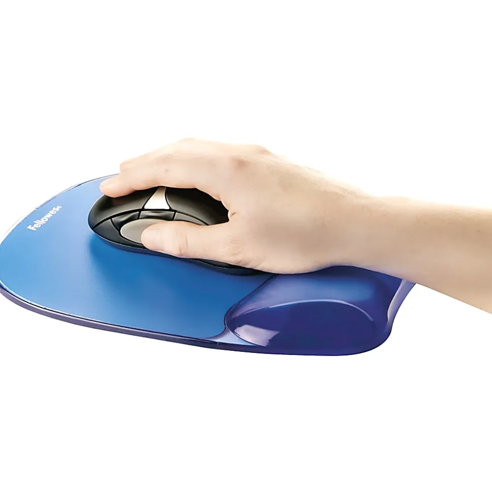 Fellowes® Gel Crystals Mouse Pad With Wrist Rest, 1"H x 7.94"W x 9.25"D, Blue