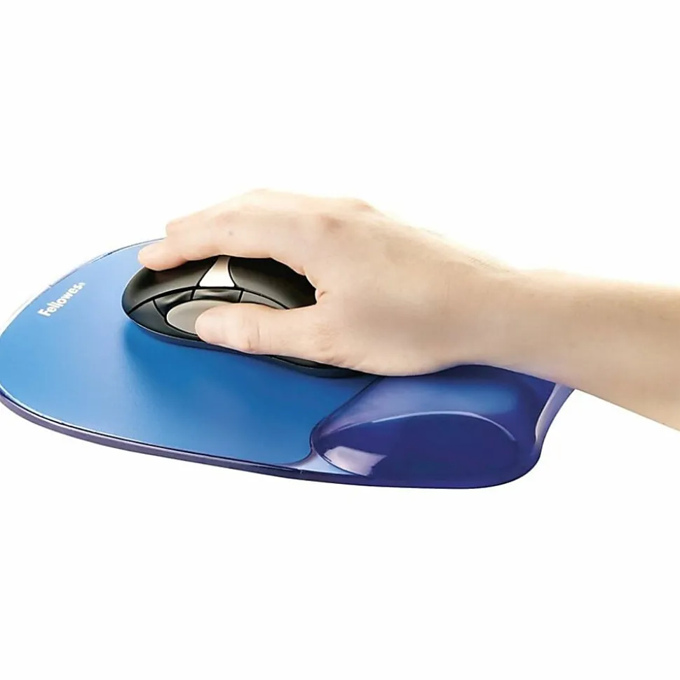 Fellowes® Gel Crystals Mouse Pad With Wrist Rest, 1"H x 7.94"W x 9.25"D, Blue