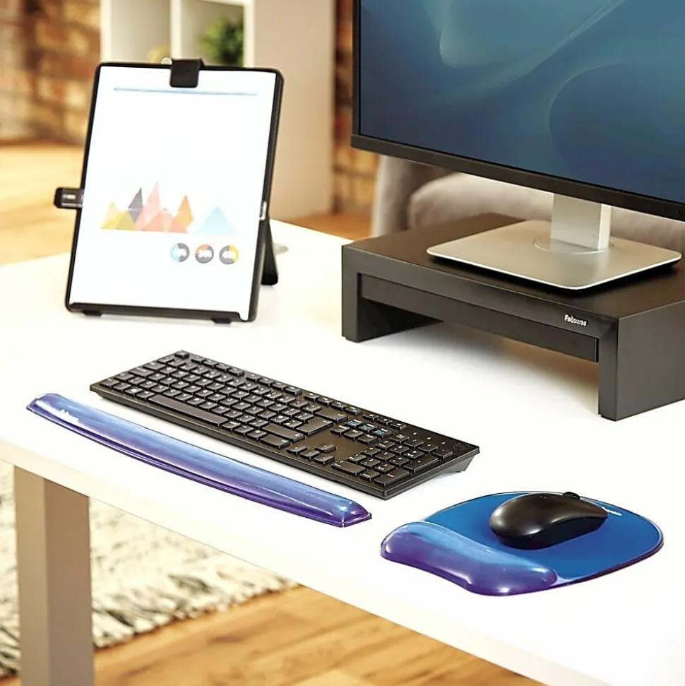 Fellowes® Gel Crystals Mouse Pad With Wrist Rest, 1"H x 7.94"W x 9.25"D, Blue