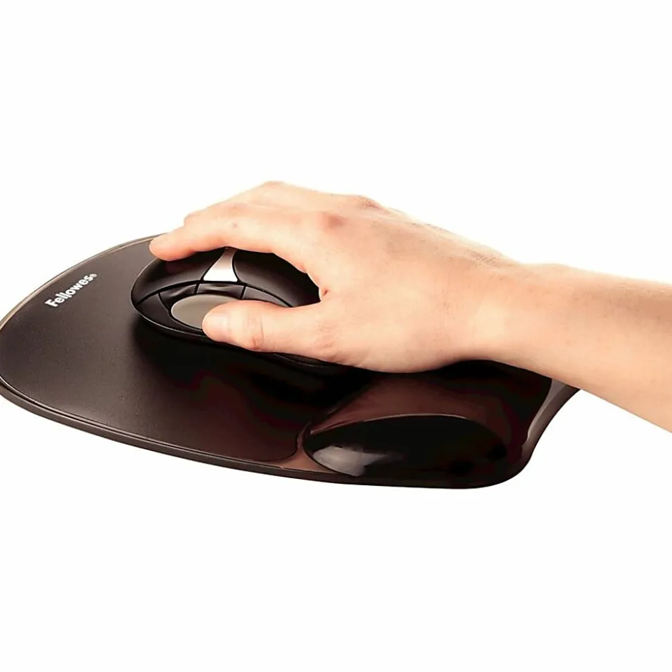 Fellowes® Gel Crystals Mouse Pad With Wrist Rest, 1"H x 7-15/16"W x 9-1/4"D, Black