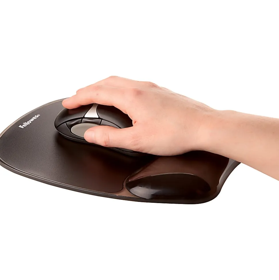 Fellowes® Gel Crystals Mouse Pad With Wrist Rest, 1"H x 7-15/16"W x 9-1/4"D, Black