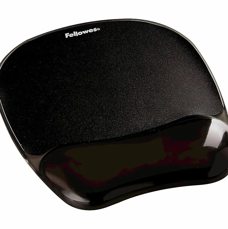 Fellowes® Gel Crystals Mouse Pad With Wrist Rest, 1"H x 7-15/16"W x 9-1/4"D, Black