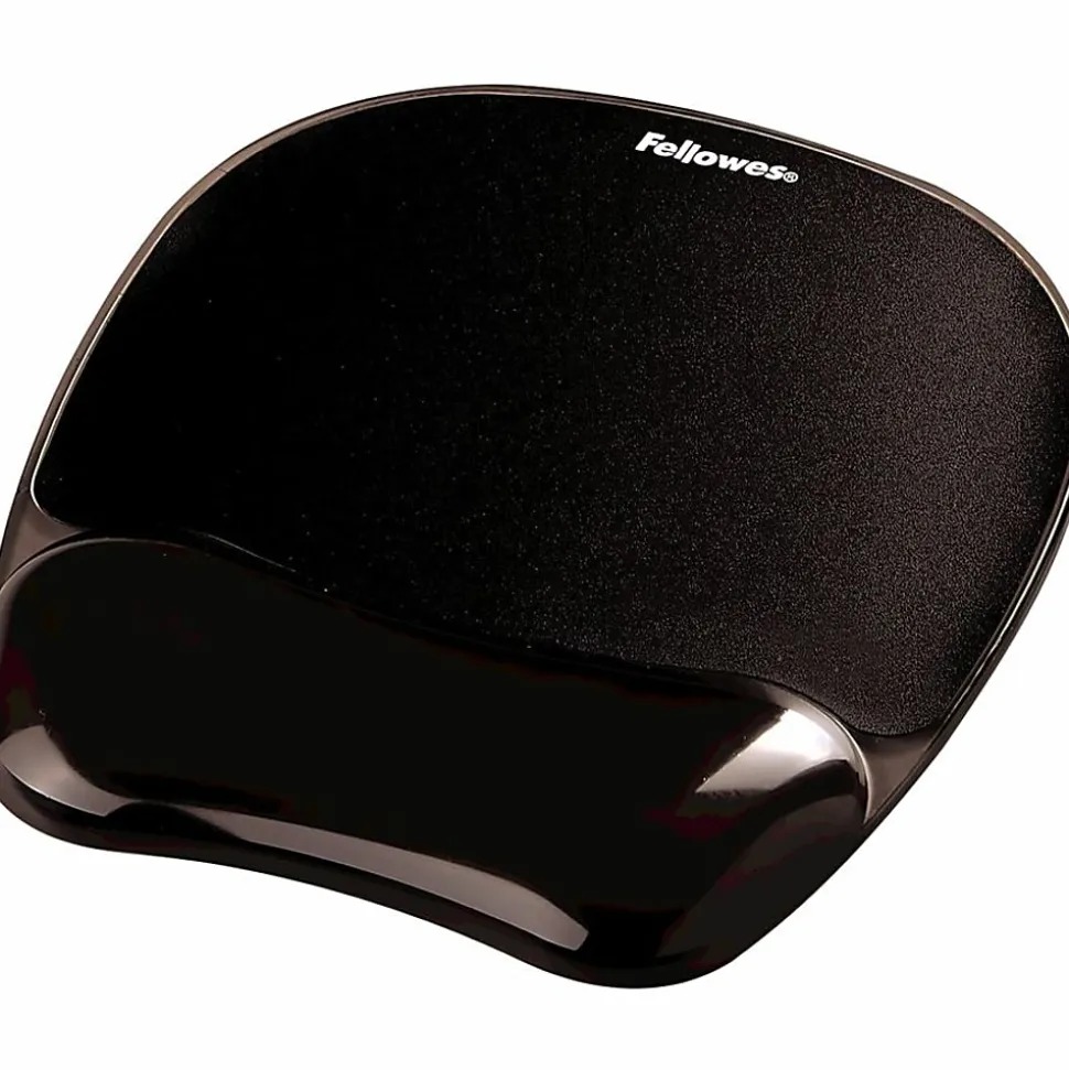 Fellowes® Gel Crystals Mouse Pad With Wrist Rest, 1"H x 7-15/16"W x 9-1/4"D, Black