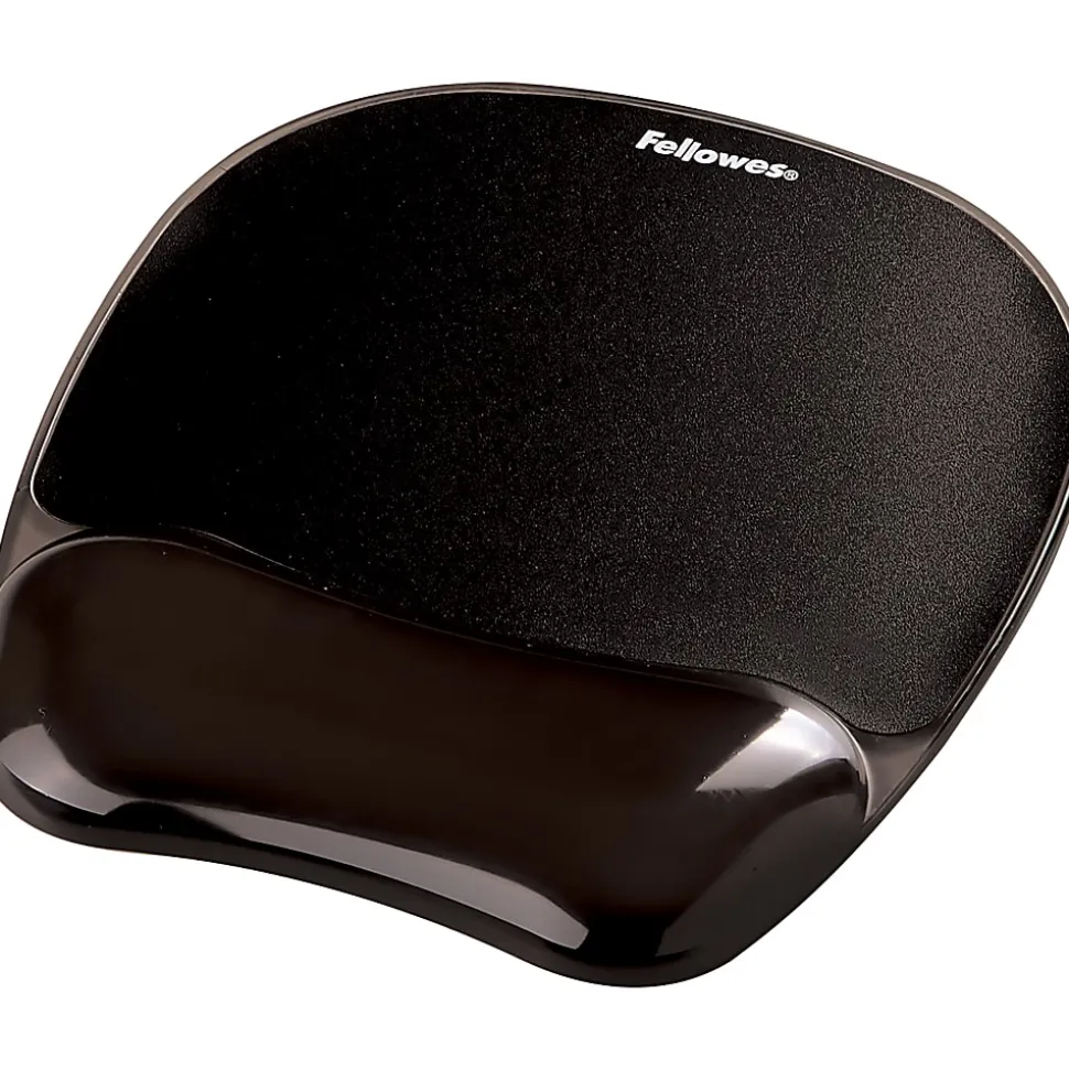 Fellowes® Gel Crystals Mouse Pad With Wrist Rest, 1"H x 7-15/16"W x 9-1/4"D, Black