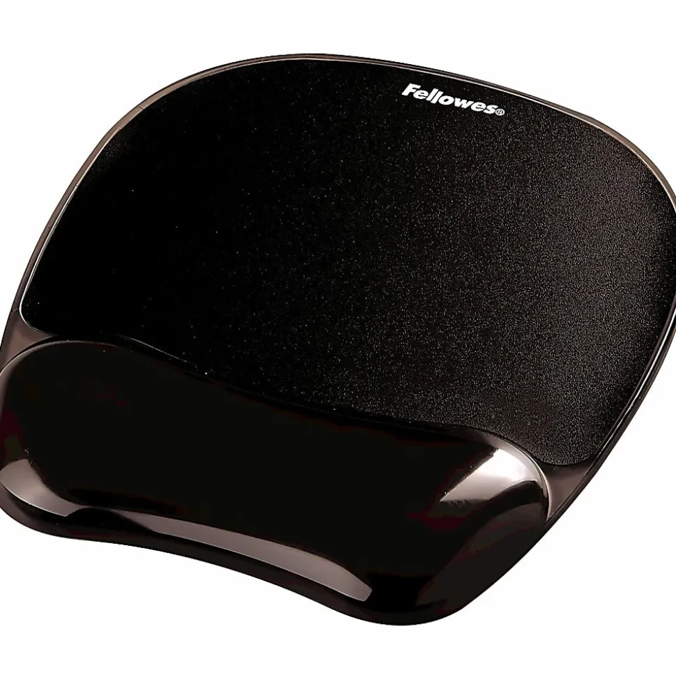 Fellowes® Gel Crystals Mouse Pad With Wrist Rest, 1"H x 7-15/16"W x 9-1/4"D, Black