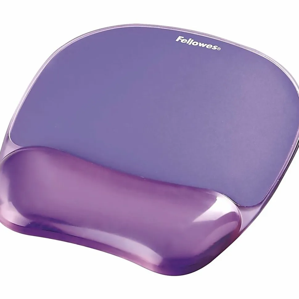 Fellowes® Gel Crystals Mouse Pad With Wrist Rest, 1"H x 7.94"W x 9.25"D, Purple