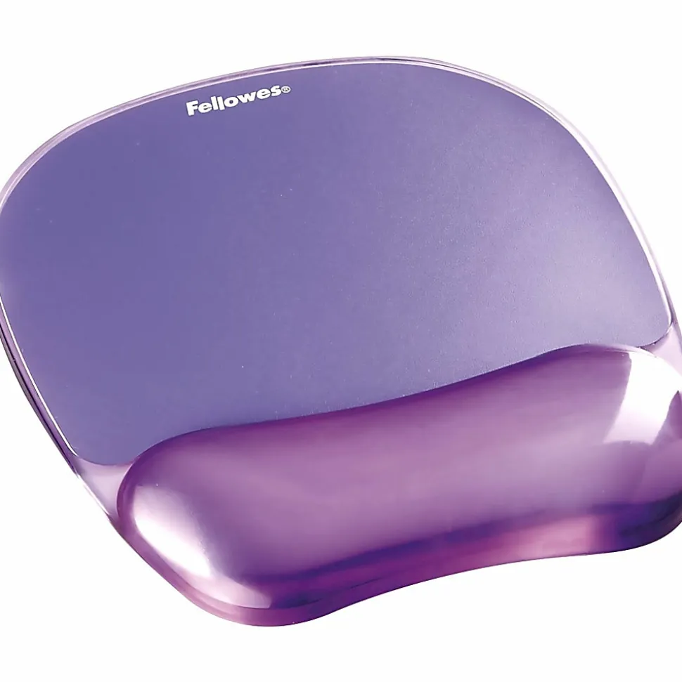 Fellowes® Gel Crystals Mouse Pad With Wrist Rest, 1"H x 7.94"W x 9.25"D, Purple
