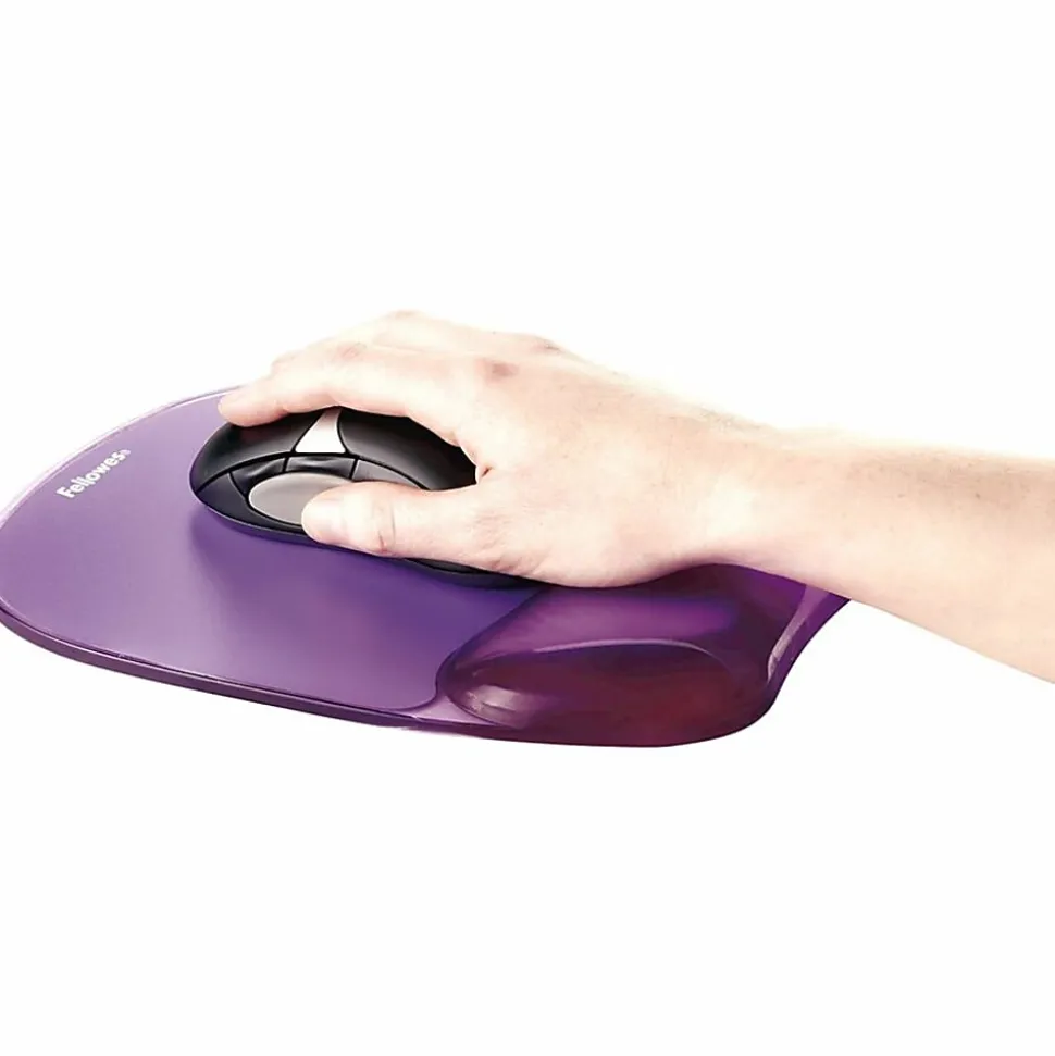 Fellowes® Gel Crystals Mouse Pad With Wrist Rest, 1"H x 7.94"W x 9.25"D, Purple