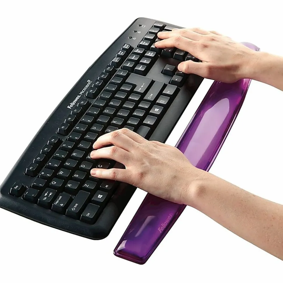 Fellowes® Gel Crystals Wrist Rest, 1"H x 19.31"W x 2.31"D, Purple
