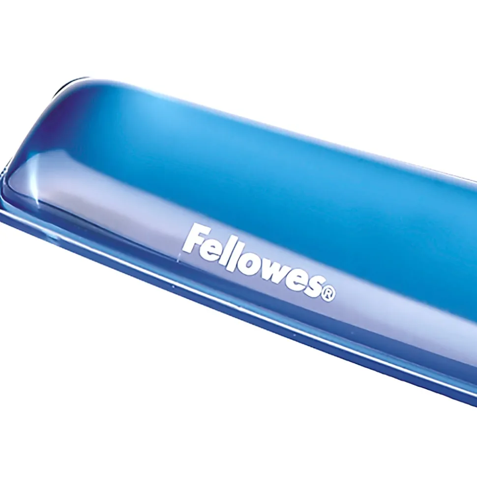 Fellowes® Gel Crystals Wrist Rest, 1"H x 19.31"W x 2.31"D, Blue