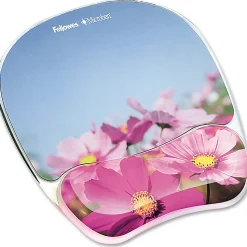 Fellowes® Gel Mouse Pad With Wrist Rest, Pink Flowers