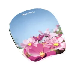 Fellowes® Gel Mouse Pad With Wrist Rest, Pink Flowers