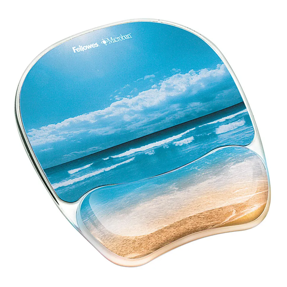 Fellowes® Gel Mouse Pad With Wrist Rest, Sandy Beach