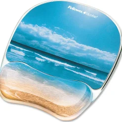 Fellowes® Gel Mouse Pad With Wrist Rest, Sandy Beach