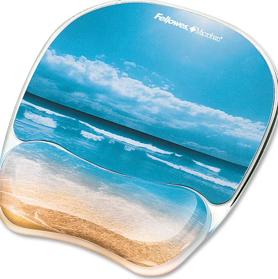 Fellowes® Gel Mouse Pad With Wrist Rest, Sandy Beach