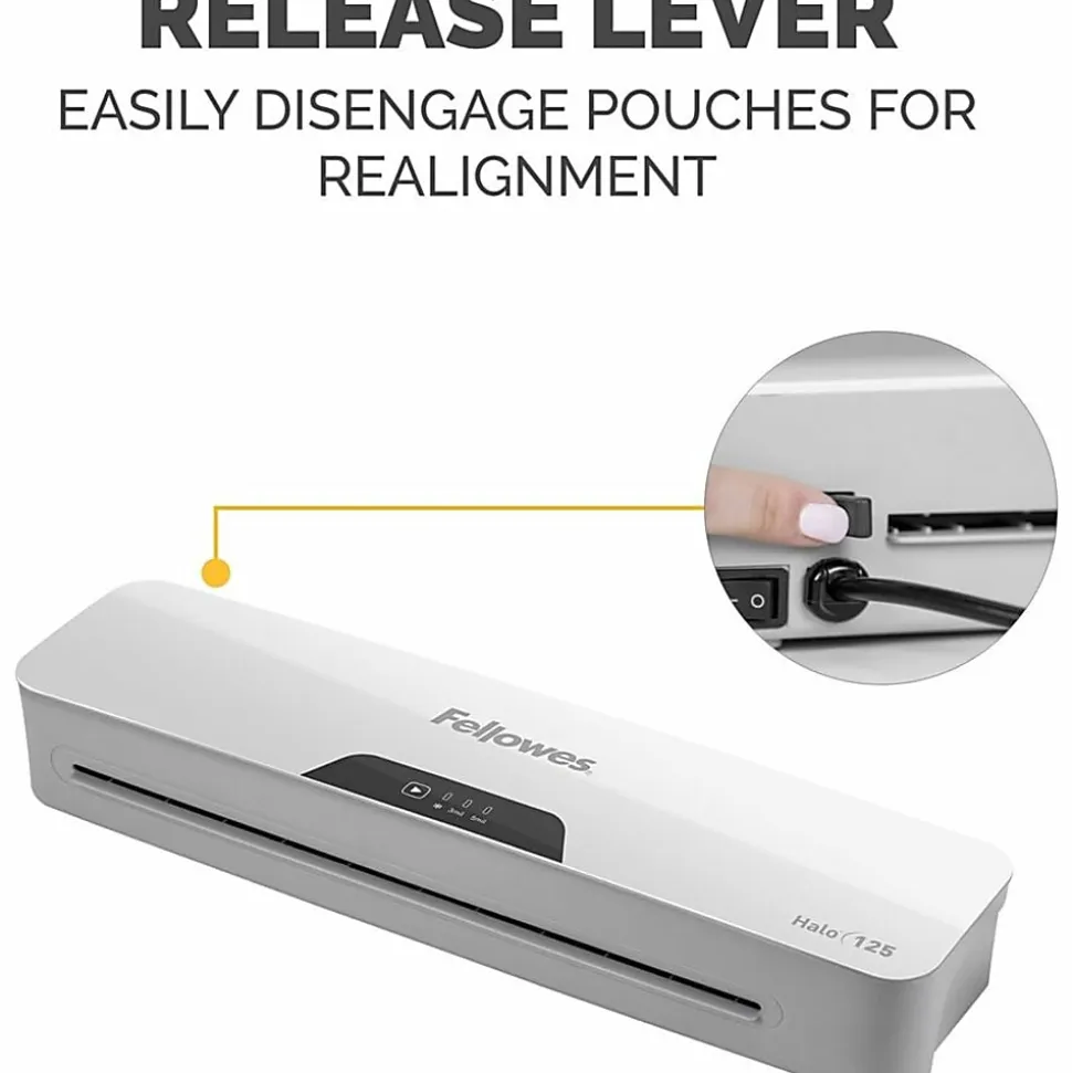 Fellowes® Halo™ 125 Thermal Laminator With 25 ImageLast Pouches, 12-1/2" Width, White