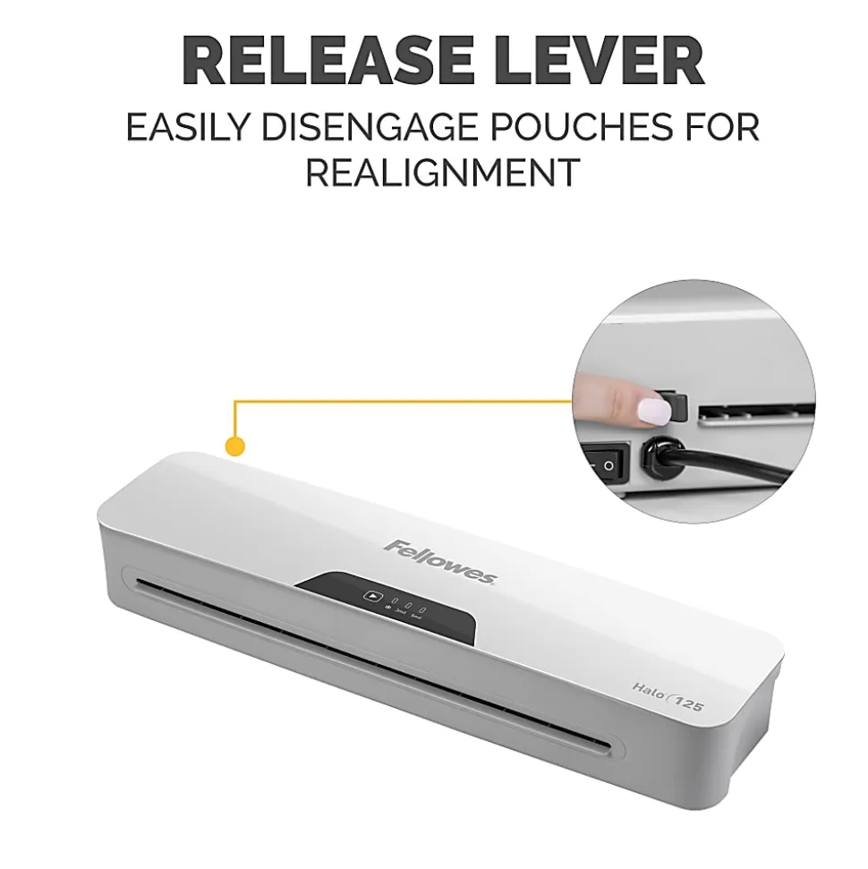 Fellowes® Halo™ 125 Thermal Laminator With 25 ImageLast Pouches, 12-1/2" Width, White