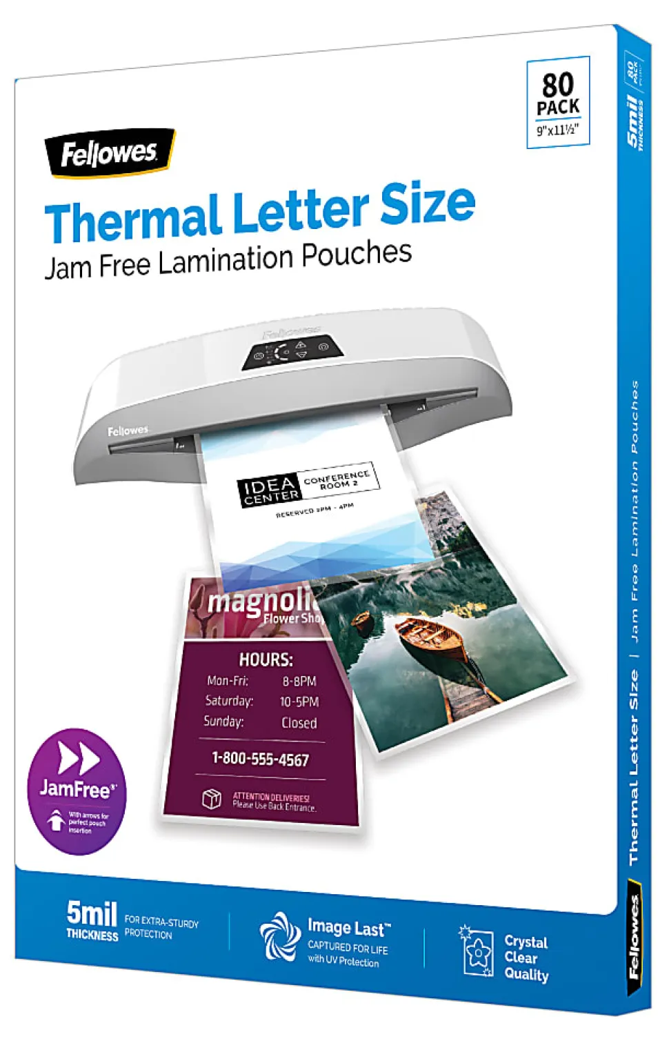 Fellowes® ImageLast Premium UV Thermal Laminating Pouches, Letter Size, 5 Mil, 9" x 11-1/2", Clear, Pack Of 80 Pouches