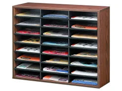 Fellowes® Literature Organizer, 24 Compartments, 23 7/16"H x 29 7/16"W x 11 7/8"D, Oak