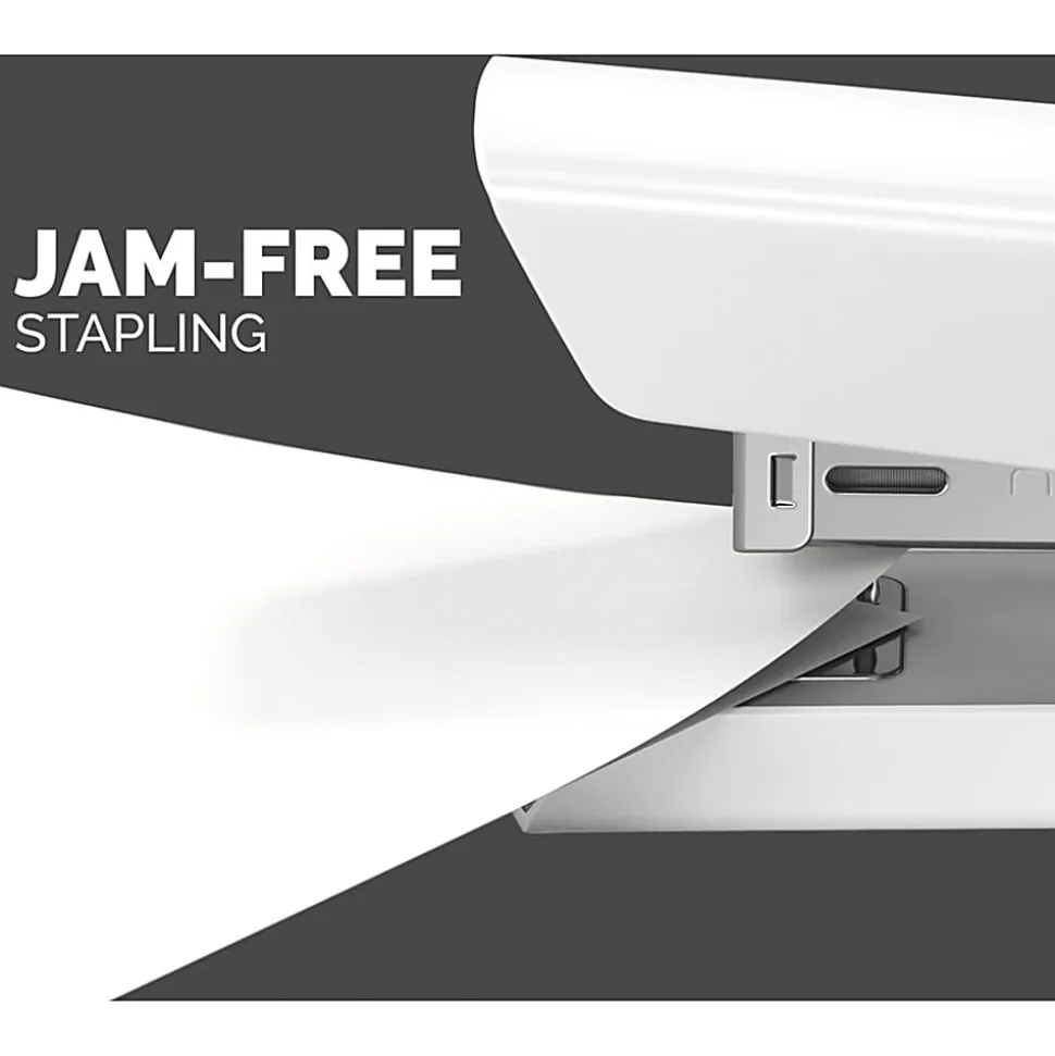 Fellowes® LX820™ Classic Full-Size Desktop Stapler, with Anti-microbial Technology, 20-Sheet Capacity, White