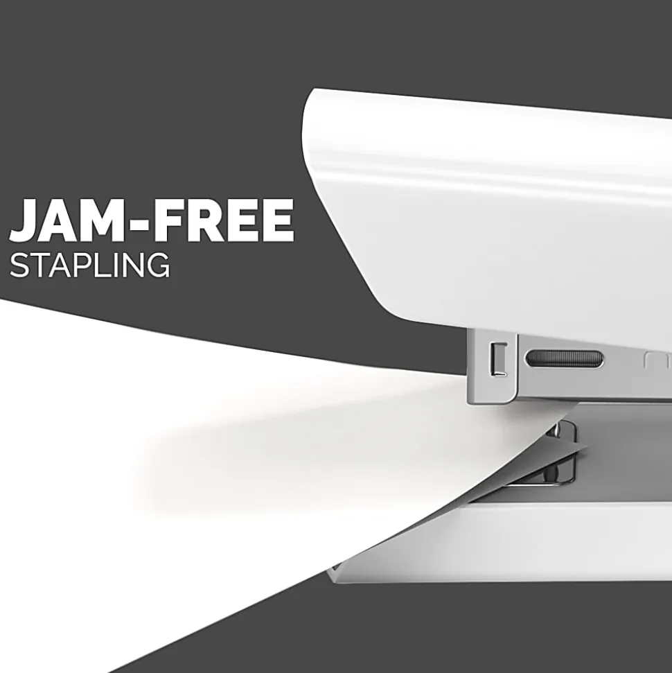 Fellowes® LX820™ Classic Full-Size Desktop Stapler, with Anti-microbial Technology, 20-Sheet Capacity, White