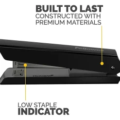 Fellowes® LX820 Classic Full-Size Desktop Stapler with Anti-microbial Technology, 20-Sheet Capacity, Black