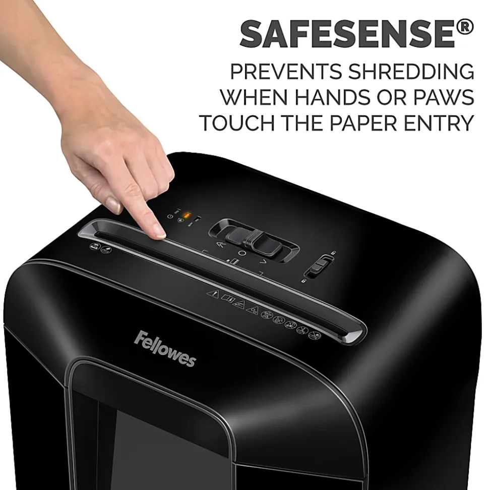 Fellowes® LX85 Cross Cut 12-Sheet Home Office Paper Shredder with SafeSense, Black