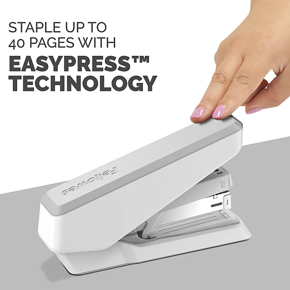Fellowes® LX870 EasyPress Stapler, 6-7/16", White