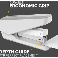 Fellowes® LX850 Full-Strip EasyPress™ Desktop Stapler with Anti-Microbial Technology, 25-sheet Capacity, White