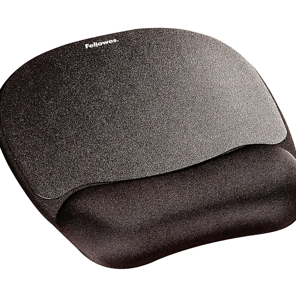 Fellowes® Memory Foam Mouse Pad with Wrist Rest - Black (9176501) - 1"x7.94"x9.25" Dimension - Black - 9176501