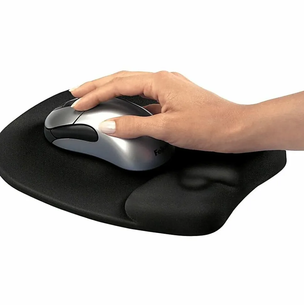 Fellowes® Memory Foam Mouse Pad with Wrist Rest - Black (9176501) - 1"x7.94"x9.25" Dimension - Black - 9176501