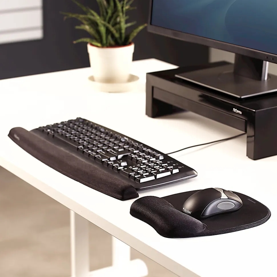Fellowes® Memory Foam Mouse Pad with Wrist Rest - Black (9176501) - 1"x7.94"x9.25" Dimension - Black - 9176501